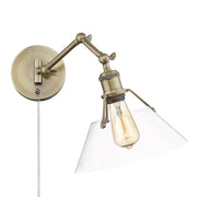 Orwell Swing Arm Wall Lamp in Aged Brass
