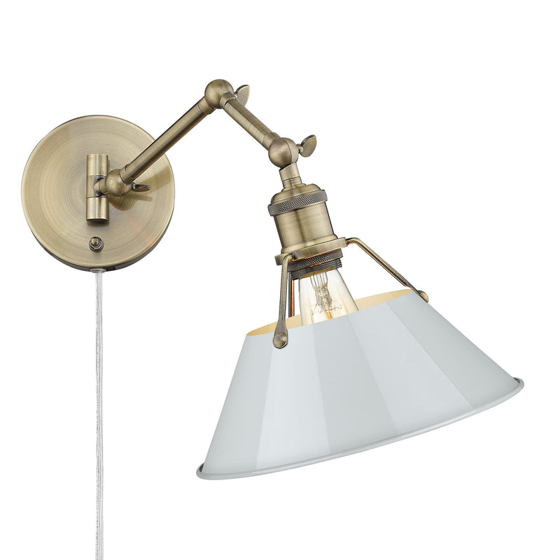 Orwell Swing Arm Wall Lamp in Aged Brass