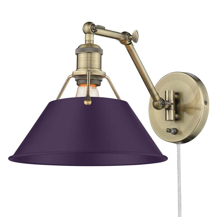 Orwell Swing Arm Wall Lamp in Aged Brass