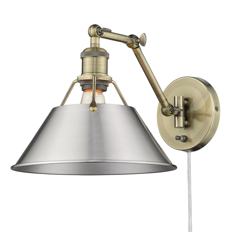 Orwell Swing Arm Wall Lamp in Aged Brass