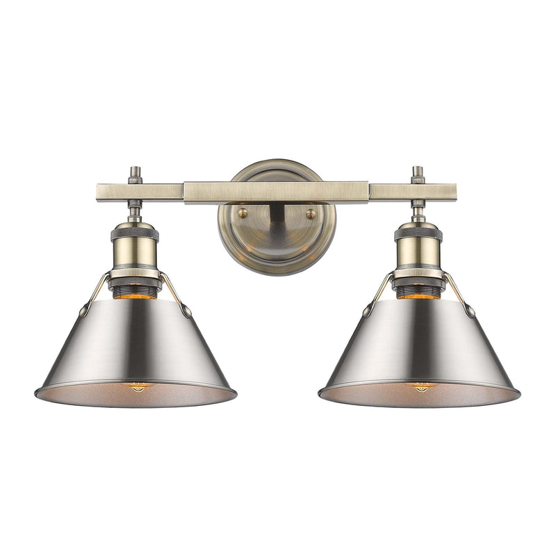 Orwell 2-Light Bath Vanity Light in Aged Brass