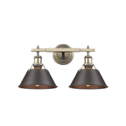 Orwell 2-Light Bath Vanity Light in Aged Brass