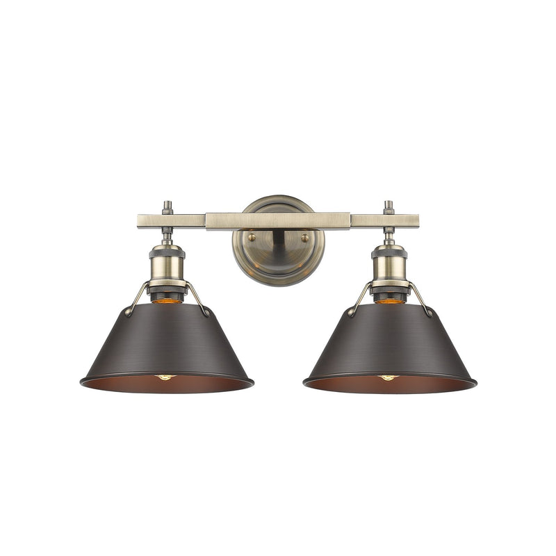 Orwell 2-Light Bath Vanity Light in Aged Brass