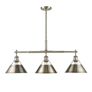 Orwell 3-Light Linear Pendant in Aged Brass