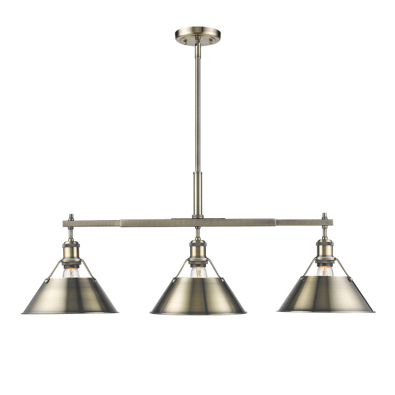 Orwell 3-Light Linear Pendant in Aged Brass
