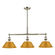 Orwell 3-Light Linear Pendant in Aged Brass