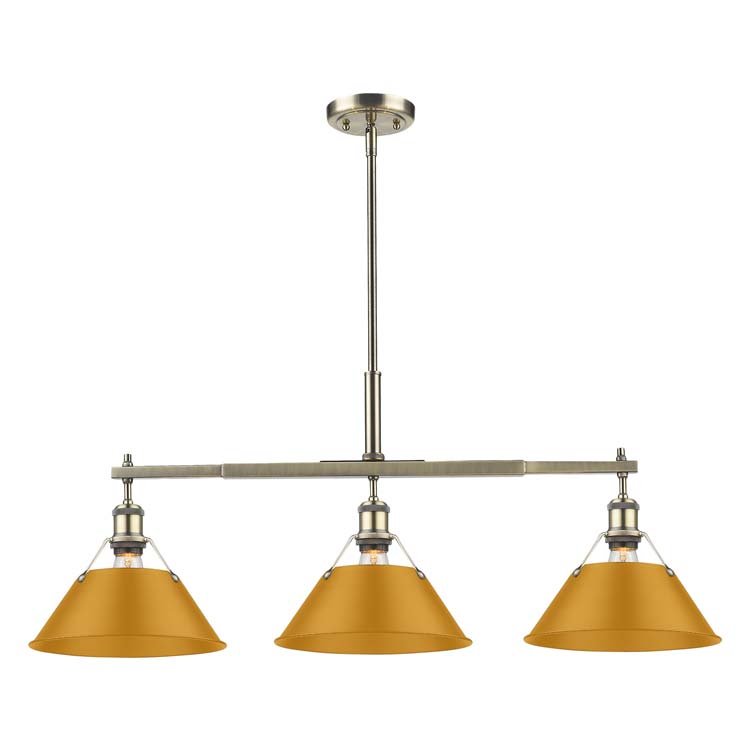 Orwell 3-Light Linear Pendant in Aged Brass