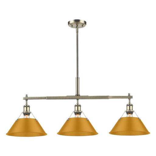 Orwell 3-Light Linear Pendant in Aged Brass