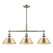 Orwell 3-Light Linear Pendant in Aged Brass