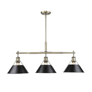 Orwell 3-Light Linear Pendant in Aged Brass