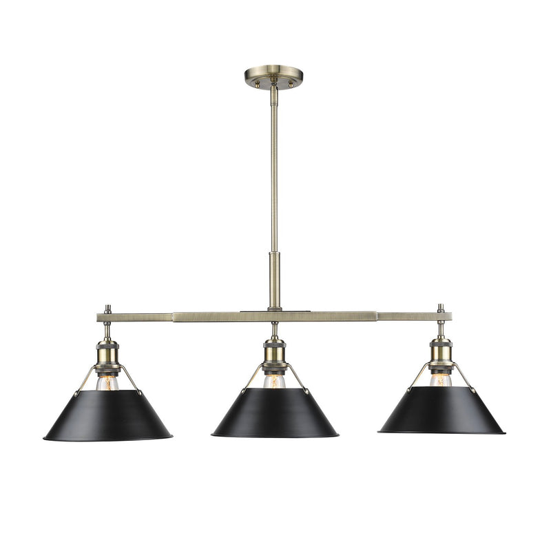 Orwell 3-Light Linear Pendant in Aged Brass