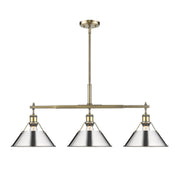 Orwell 3-Light Linear Pendant in Aged Brass