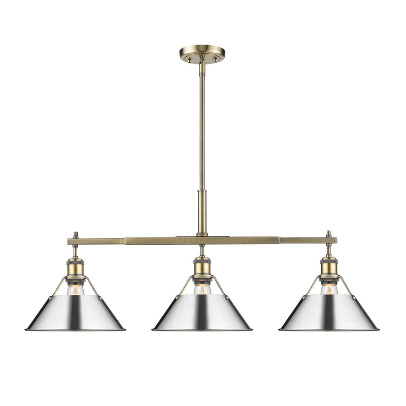 Orwell 3-Light Linear Pendant in Aged Brass