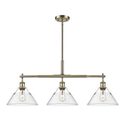 Orwell 3-Light Linear Pendant in Aged Brass