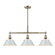 Orwell 3-Light Linear Pendant in Aged Brass