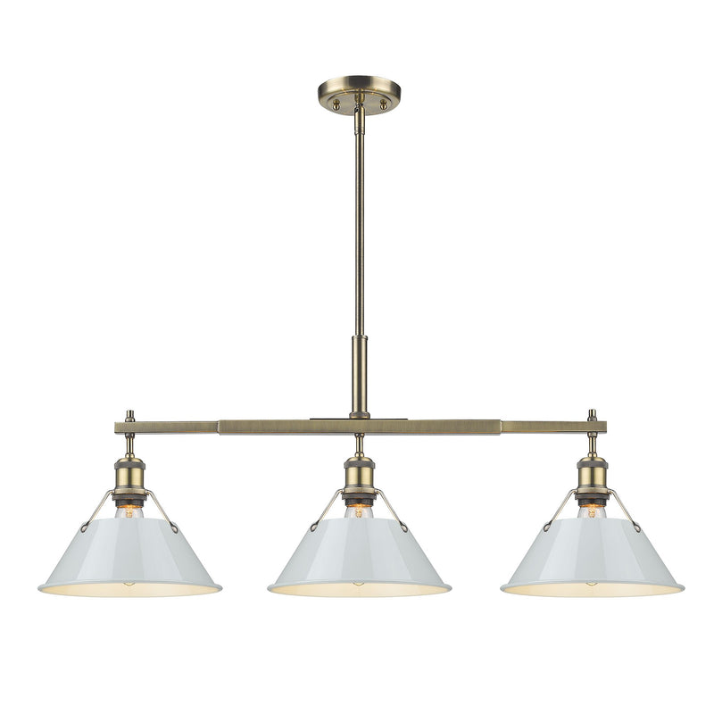 Orwell 3-Light Linear Pendant in Aged Brass