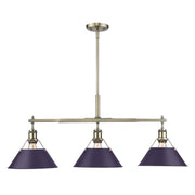 Orwell 3-Light Linear Pendant in Aged Brass