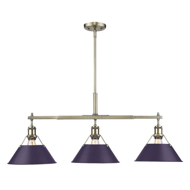 Orwell 3-Light Linear Pendant in Aged Brass