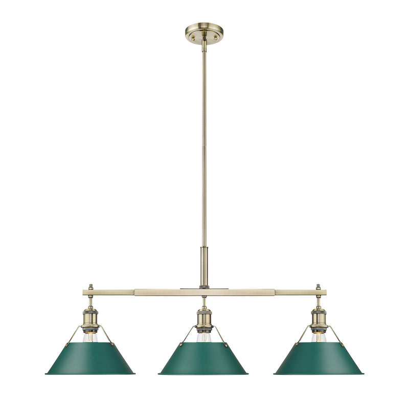 Orwell 3-Light Linear Pendant in Aged Brass