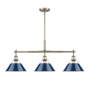 Orwell 3-Light Linear Pendant in Aged Brass
