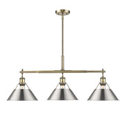 Orwell 3-Light Linear Pendant in Aged Brass