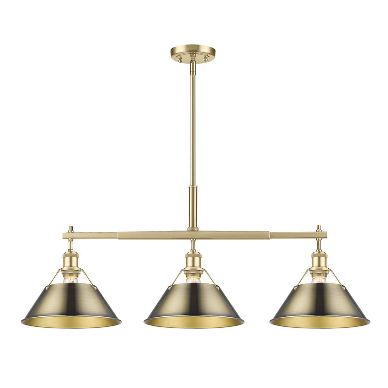 Orwell 3-Light Linear Pendant in Brushed Champagne Brass