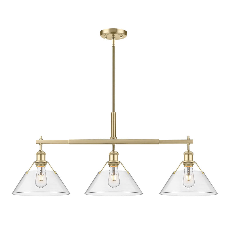 Orwell 3-Light Linear Pendant in Brushed Champagne Brass