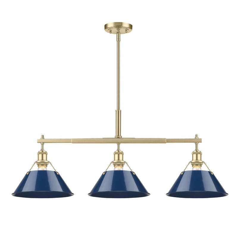 Orwell 3-Light Linear Pendant in Brushed Champagne Brass