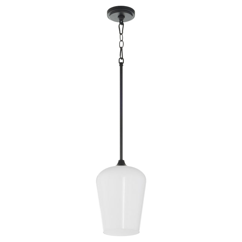 Raymond 1 Light Opal Pendant in Matte Black