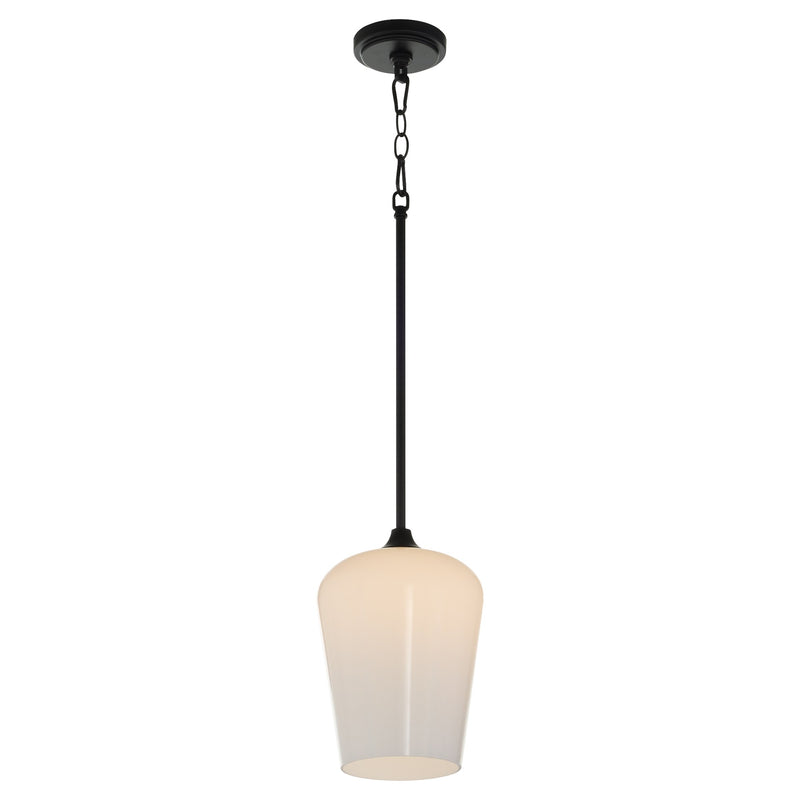 Raymond 1 Light Opal Pendant in Matte Black