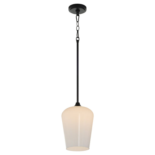 Raymond 1 Light Opal Pendant in Matte Black