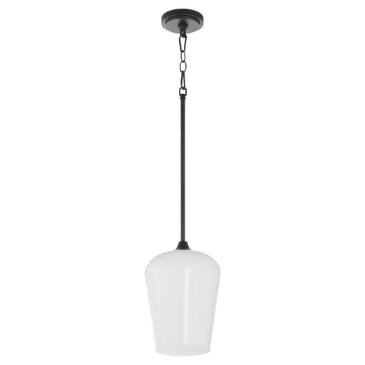 Raymond 1 Light Opal Pendant in Matte Black