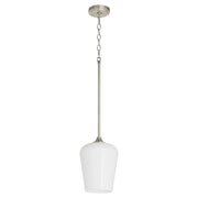 Raymond 1 Light Opal Pendant in Satin Nickel