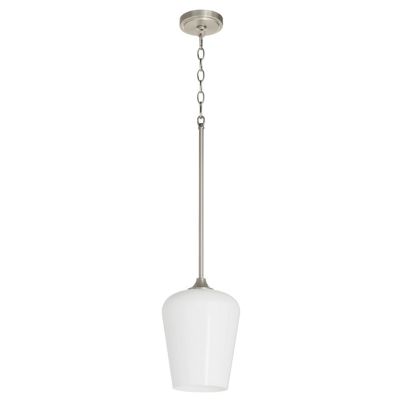 Raymond 1 Light Opal Pendant in Satin Nickel