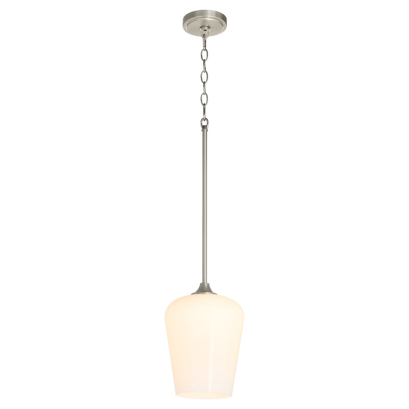 Raymond 1 Light Opal Pendant in Satin Nickel