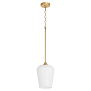 Raymond 1 Light Opal Pendant in Aged Brass