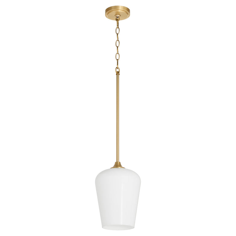 Raymond 1 Light Opal Pendant in Aged Brass