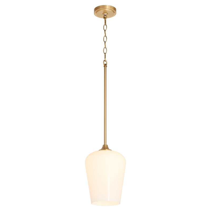 Raymond 1 Light Opal Pendant in Aged Brass