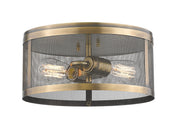 Meshsmith 2 Light 12.125" Flush Mount in Natural Brass