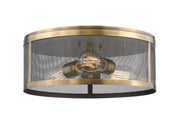 Meshsmith 3 Light 14.875" Flush Mount in Natural Brass