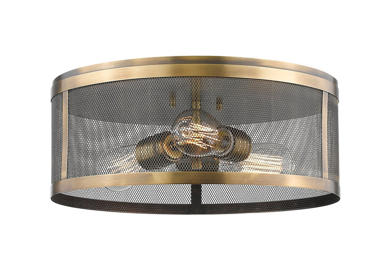 Meshsmith 3 Light 14.875" Flush Mount in Natural Brass