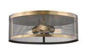 Meshsmith 3 Light 18" Flush Mount in Natural Brass