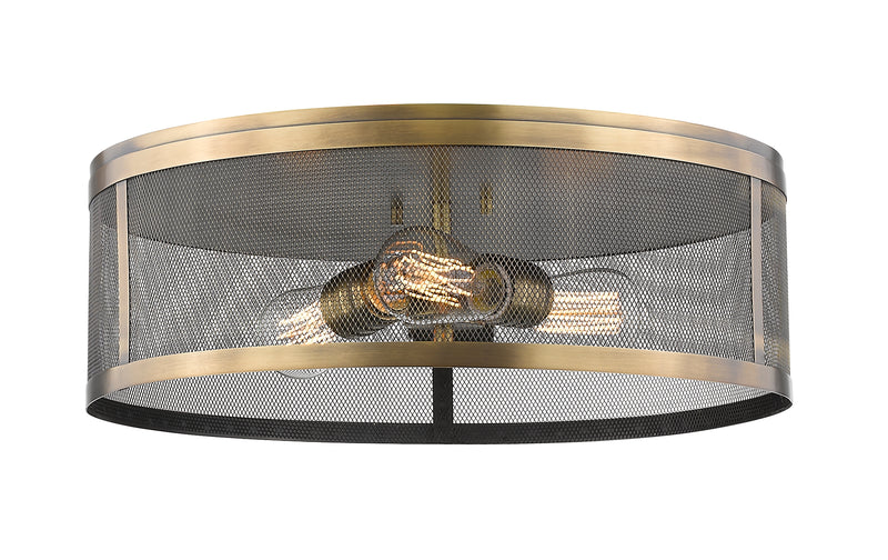 Meshsmith 3 Light 18" Flush Mount in Natural Brass