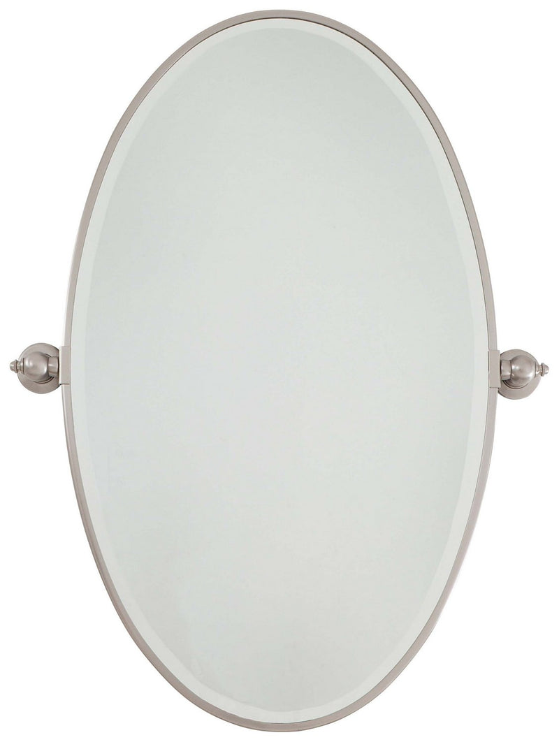 Pivoting Mirrors 27" Oval Mirror in Brushed Nickel