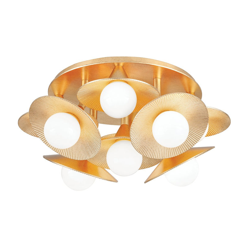 Emerald 9-Light Semi-Flush Mount in Vintage Gold Leaf