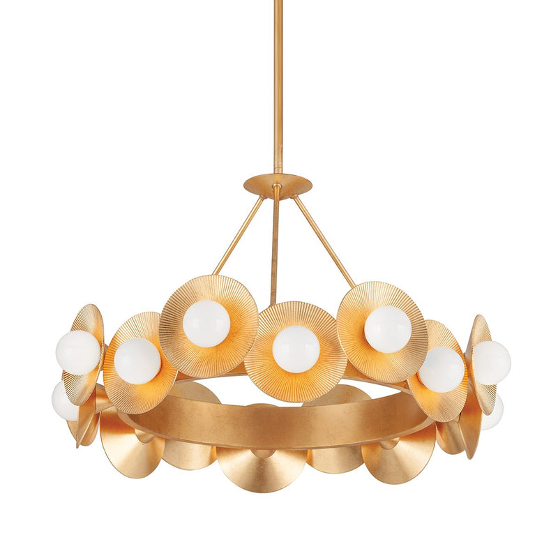 Emerald 16-Light Chandelier in Vintage Gold Leaf