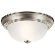 2-Light 11" Flush Mount with Satin Etched Glass in Brushed Nickel