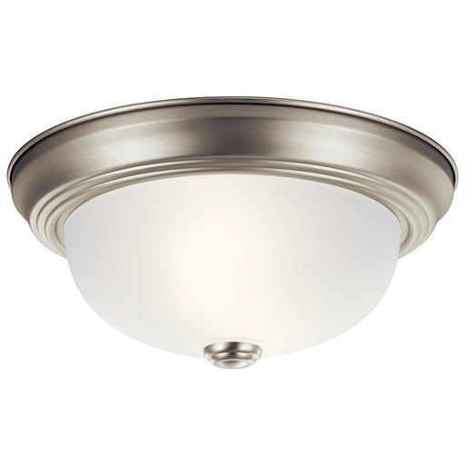 2-Light 11" Flush Mount with Satin Etched Glass in Brushed Nickel