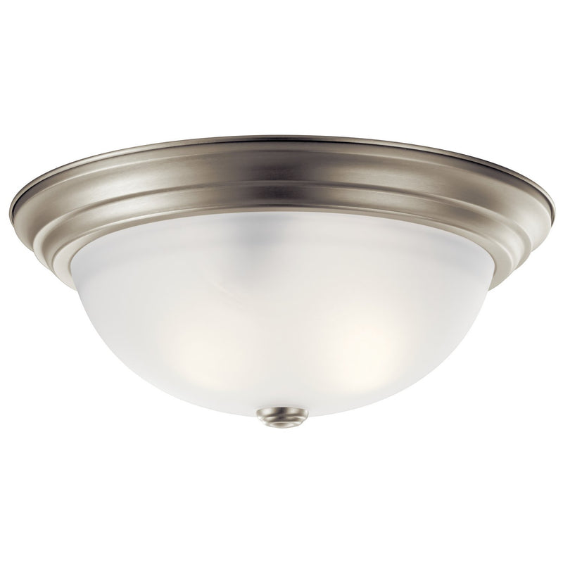 3-Light 15" Flush Mount with Satin Etched Glass in Brushed Nickel