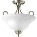 Bell Glass - Alabaster Two Light Flush Mount in Brushed Nickel
